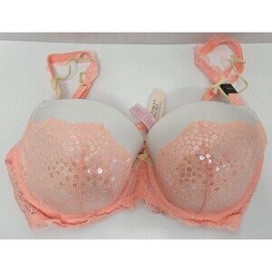 Victoria’s Secret Dream Angels Padded Demi/Demi Buste Double Coral Bra 34DD NWT